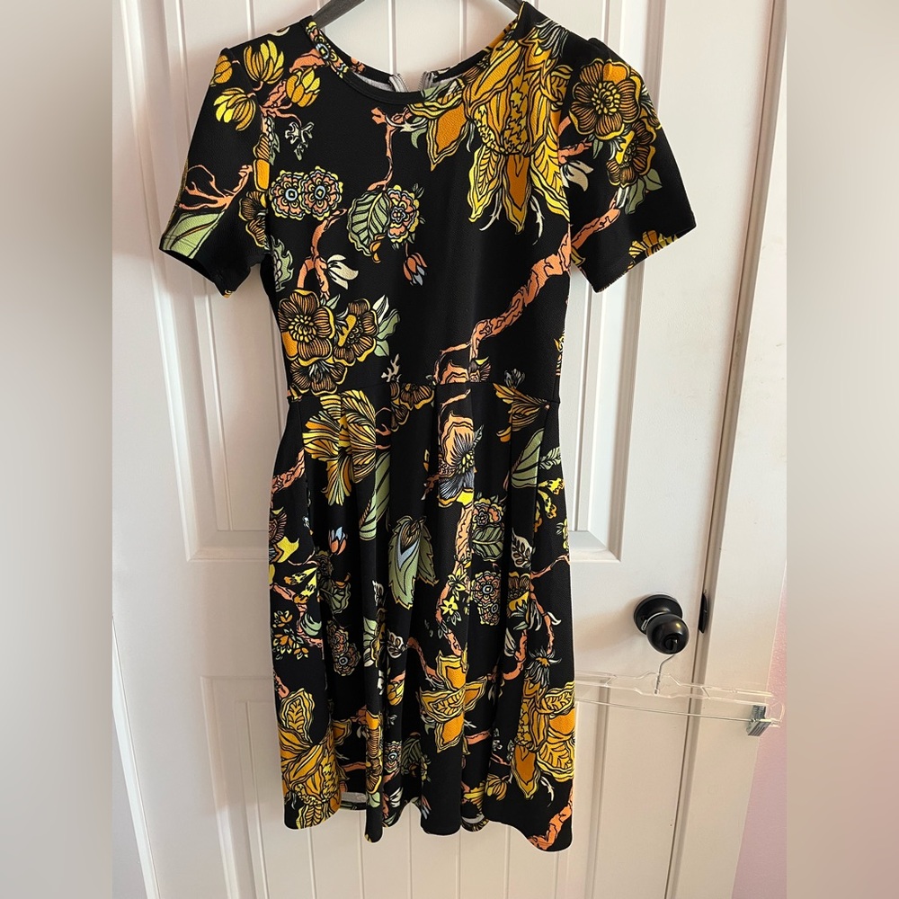 LuLaRoe Yellow and Gold A-Line Midi Dress - Picture 5 of 5